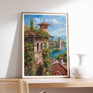 Verona Poster, Italy Print, Verona Wall Art, Romeo and Juliet Poster, Italian City Print, Europe Travel Poster, Verona Skyline