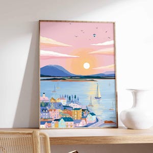 Norway Poster, Fjord Travel Print, Northern Lights Art, Oslo Bergen Decor, Scandinavian Landscape, Nordic Home Gift