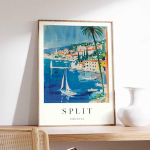 Split Poster, Croatia Travel Print, Dalmatia Wall Art, Croatian Coastal Decor, Split Diocletian&#39;s Palace Poster, Europe Travel Art
