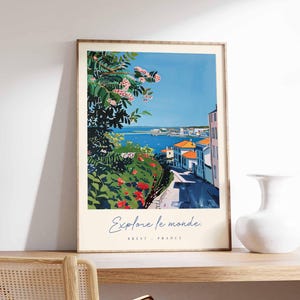 Brest Poster, Frankreich Reisedruck, Hafenstadt Kunstdruck, Frankreich Küstenwandkunst, Bretagne Maritime Szene Dekoration, Frankreich Reisegeschenk