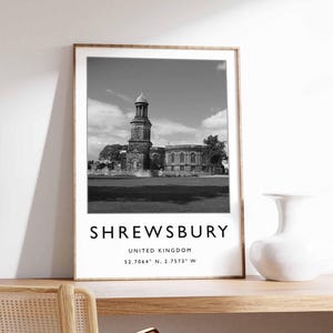 Shrewsbury Poster, UK Print, Shrewsbury Wall Art, Shrewsbury Decor, Shrewsbury Print, Historic Town Art, Shrewsbury Gift