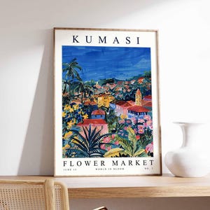 Kumasi Flower Market Poster, Kumasi Print, Ghanaian Floral Wall Art, Kumasi Floral Decor, Botanical Poster, Ghana Art, Africa Travel Print