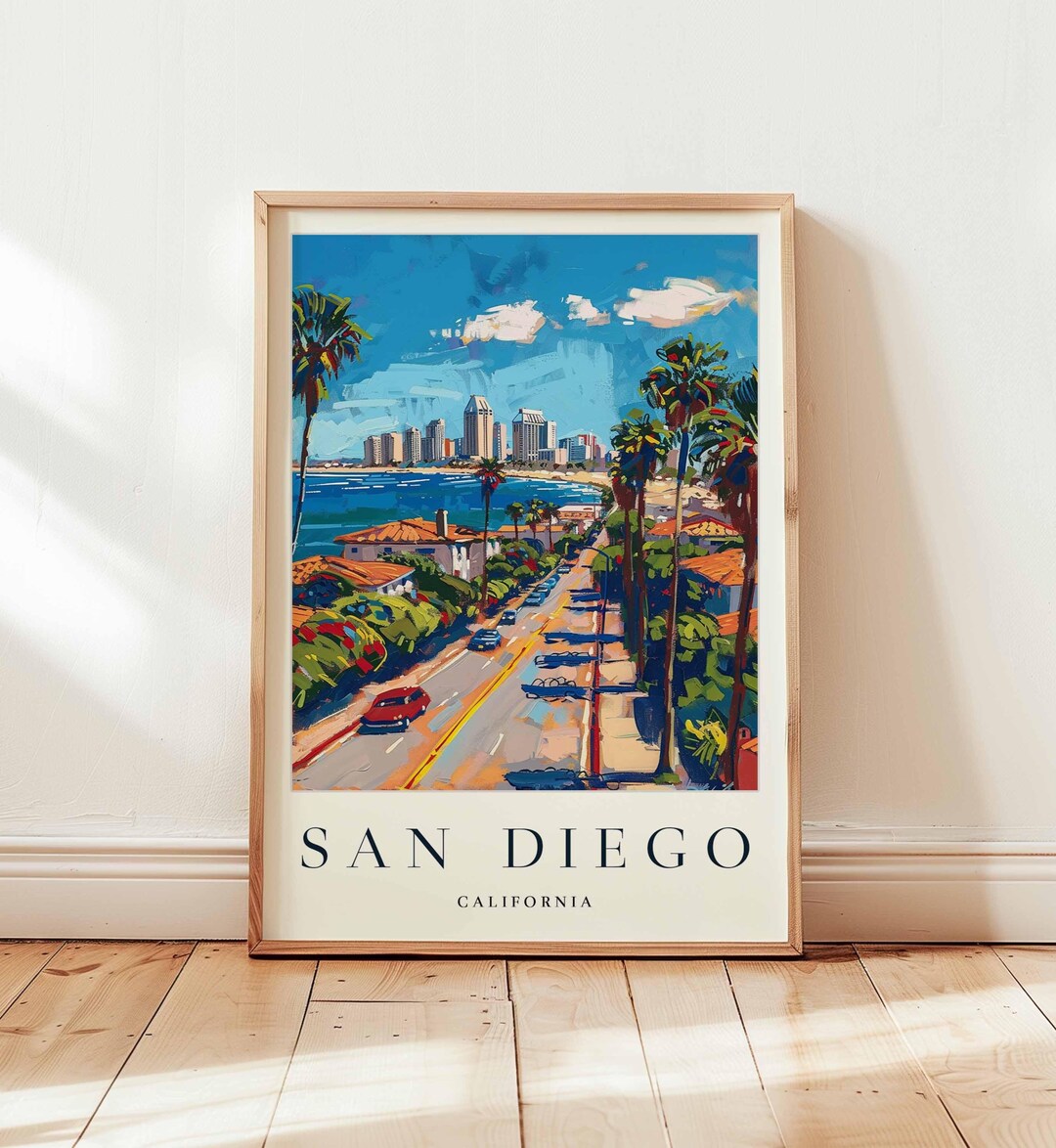 San Diego Poster, California Travel Print, USA Wall Art, Beach City ...