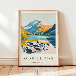 Scafell Pike Poster, Lake District Travel Print, England Mountain Wall Art, Hiking Decor, Three Peaks Gift Art, UK Landscape Print