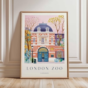 London Zoo Poster, London Travel Poster, Zoo Wall Art, Animal Print London, UK Travel Poster, British Wildlife Art