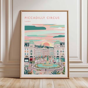 Piccadilly Circus Poster, London Travel Poster, Piccadilly Circus Wall Art, West End Print, UK Landmark Poster, British Culture Art