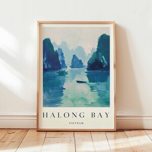 Halong Bay Poster, Vietnam Travel Print, Southeast Asia Wall Art, UNESCO Site Decor,  Limestone Karst Print, Vietnam Travel Art