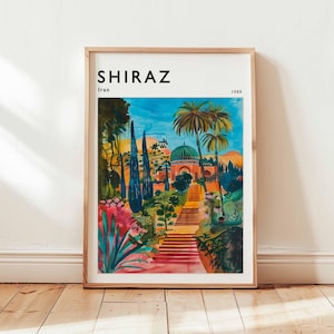 Shiraz Poster, Iran Travel Print, Persia Wall Art, Cityscape Decor, Shiraz Travel Gift, City Print, Iran Poster, Iran Travel Art