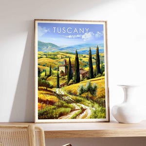 Tuscany Poster, Italy Print, Tuscany Wall Art, Italian Countryside Poster, Europe Travel Print, Vintage Tuscany Decor, Rolling Hills Print