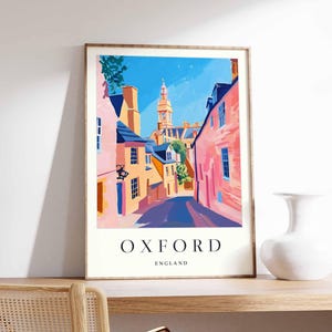 Póster de Oxford, impresión del Reino Unido, arte mural de Oxford, decoración con mapa de la ciudad de Oxford, póster minimalista de Oxford, impresión de una universidad británica, arte mural de viajes de Oxford