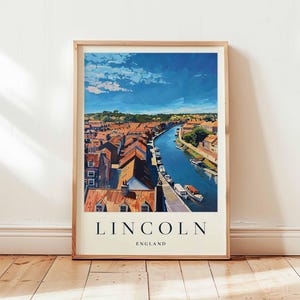 Lincoln Poster, England Travel Print, Lincolnshire Wall Art, Cathedral Decor, UK Travel Gift, Historic City Print, UK Travel Art