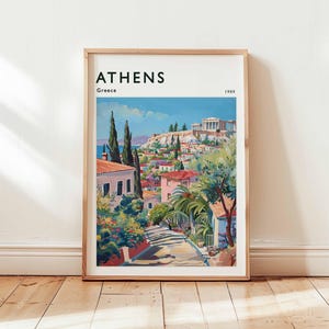 Athens Poster, Greece Travel Print, European Wall Art, Acropolis Decor, Historical City Gift,  Athens Travel Print, Greece Travel Art