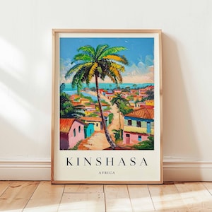 Kinshasa Poster, Africa Travel Print, DR Congo Print, Central Africa Wall Art, Congo River Decor, Kinshasa Travel Gift, African Capital Art