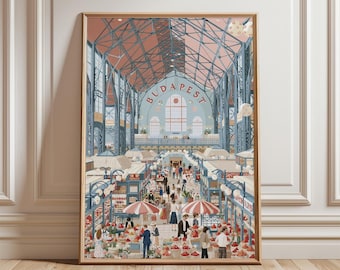Budapest Market Hall Poster | City Print | Architecture Wall Art