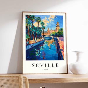Póster de Sevilla, Póster de España, Arte mural de Sevilla, Impresión española, Impresión de Sevilla, Decoración de Andalucía, Decoración de Sevilla, Arte mural de España