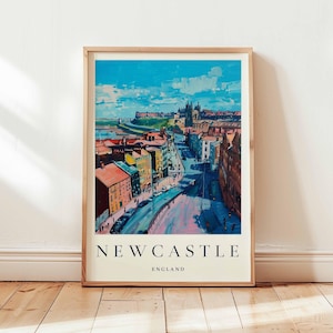 Newcastle Poster, England Travel Print, UK City Wall Art, Tyne Bridge Decor, Northern England Gift, Vibrant City Print, England Travel Art