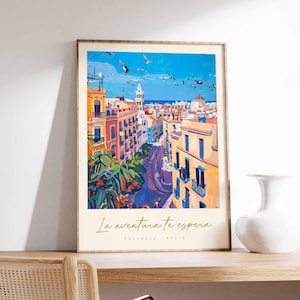 Valencia Poster, Spain Travel Print, Retro Travel Wall Art, Travel Wall Decor, Vintage Travel Gift, Classic Travel Poster