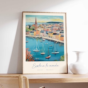 Brest Poster, Frankreich Reisedruck, Hafenstadt Kunstdruck, Frankreich Küstenwandkunst, Bretagne Maritime Szene Dekoration, Frankreich Reisegeschenk
