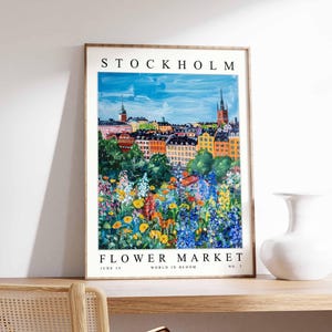 Stockholm Flower Market Poster, Stockholm Print, Swedish Floral Wall Art, Stockholm Floral Decor, Botanical Poster, Sweden Travel Art