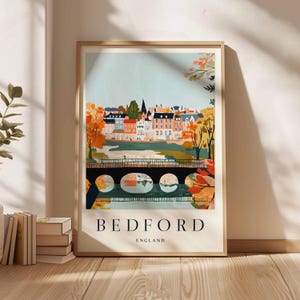 Bedford Poster, UK Print, Bedford Print, Town Wall Art, Bedford Decor, UK City Poster, Bedford Art, Bedford Landscape, Bedford Gift