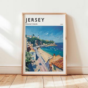 Jersey Poster, Channel Islands Travel Print, UK Wall Art, St. Helier Decor, European Travel Gift, Coastal Print, Channel Islands Travel Art