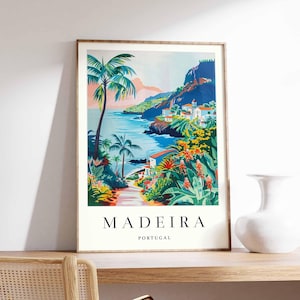 Madeira Poster, Portugal Travel Print, Portuguese Island Wall Art, Madeira Landscape Decor, Europe Travel Art, Portugal Travel Gift