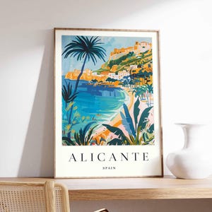 Alicante Poster, Spain Travel Print, Spanish Coastal Wall Art, Mediterranean Decor, Alicante Beach Poster, Costa Blanca Art, European Decor