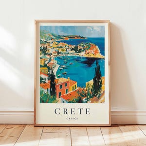 Crete Poster, Greece Travel Print, Mediterranean Island Wall Art, Crete Travel Decor, Beach Art, Greek Island Print, Greece Travel Art