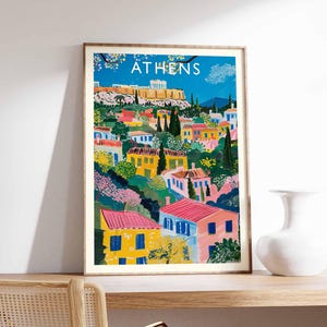 Athens Poster, Greece Travel Print, Greek Wall Art, European City Decor, Acropolis Poster, Greece Travel Gift, Europe Travel Art, Athens Art