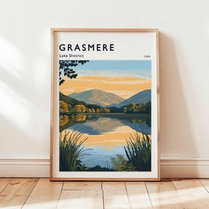 Grasmere Poster, Lake District Travel Print, Cumbria Wall Art, UK Travel Decor, English Village Print, Lake District Poster, UK Travel Art