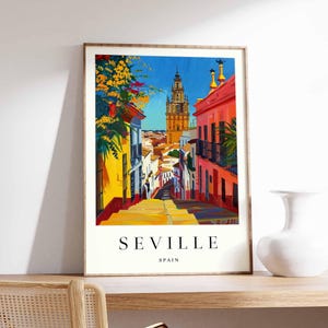 Póster de Sevilla, Póster de España, Arte mural de Sevilla, Impresión española, Impresión de Sevilla, Decoración de Andalucía, Decoración de Sevilla, Arte mural de España