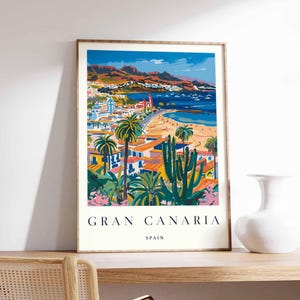 Gran Canaria Poster, Spain Travel Print, Canary Islands Wall Art, Spanish Island Decor, Gran Canaria Beach Poster, Europe Travel Art