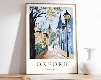 Oxford City Map Poster: Minimalist UK Travel Wall Art