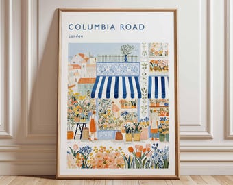 Impresión del mercado de flores de Columbia Road: póster de viaje a Londres