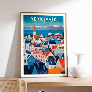 Reykjavik Poster, Iceland Print, Reykjavik Wall Art, Icelandic Decor, Reykjavik Skyline, Iceland Art Print, Reykjavik Travel Poster