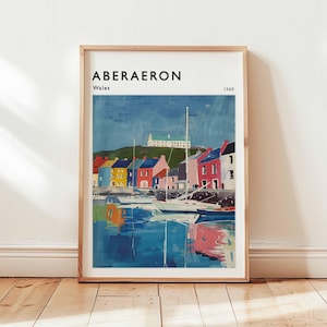 Aberaeron Poster, Wales Travel Print, Ceredigion Wall Art, Harbour Decor, UK Travel Gift, Coastal Print, Aberaeron Print, Wales Travel Art