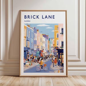 Brick Lane Poster, London Travel Poster, Brick Lane Wall Art, East London Print, UK City Poster, Street Market Art, British Culture Decor