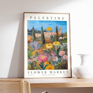 Palestine Flower Market Poster, Palestine Print, Palestinian Floral Wall Art, Palestine Floral Decor, Botanical Art, Middle East Travel Art