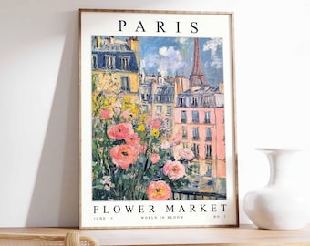 Paris Flower Market Poster: French Floral Botanical Print