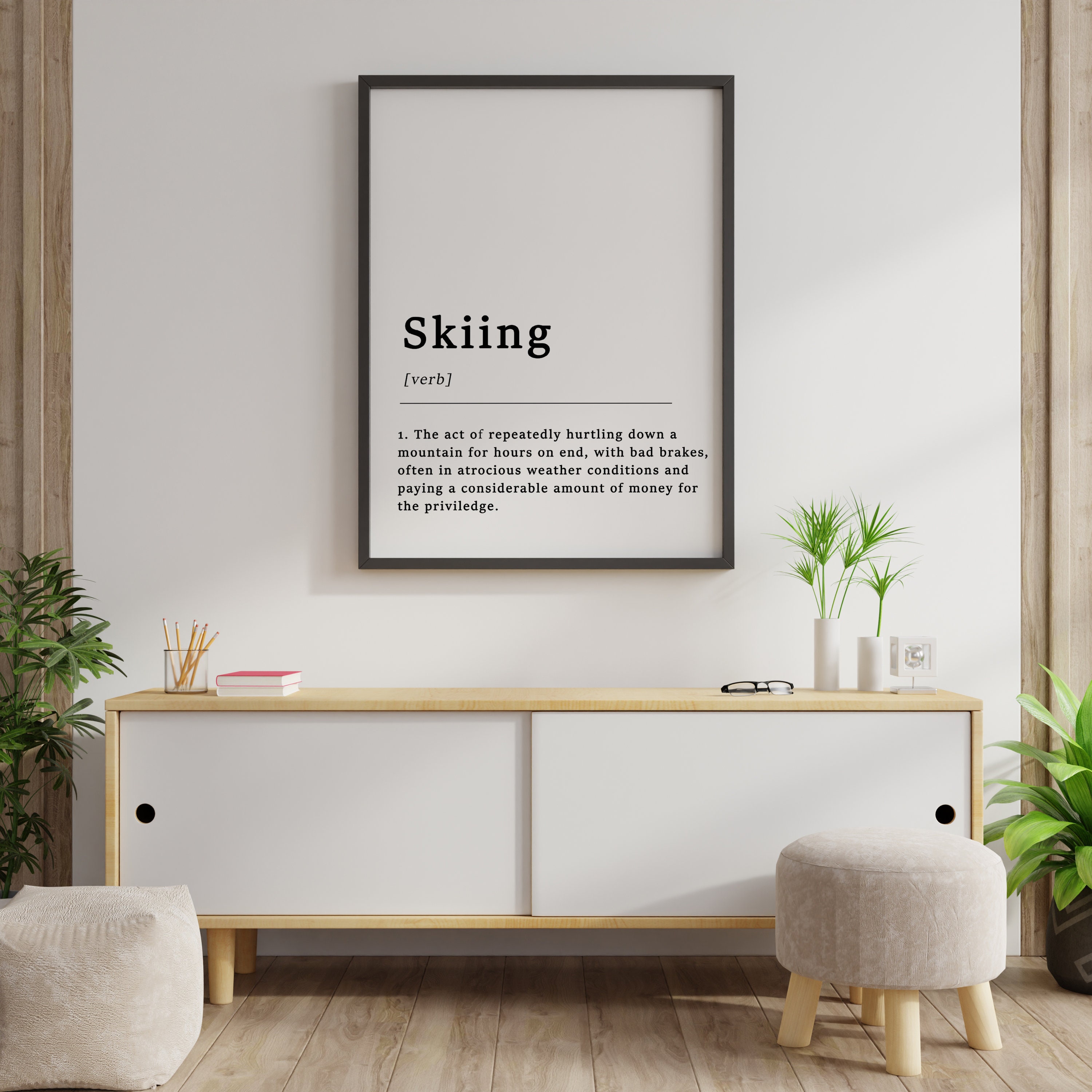 Snowboarding Skiing Quote Vintage Dictionary Page Wall Art Picture Print Funny 