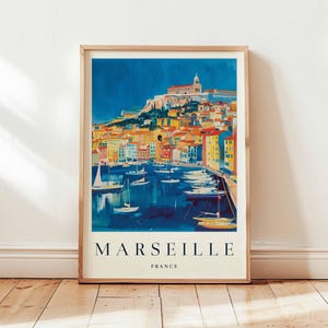 Marseille Poster, France Travel Print, Provence Wall Art, Old Port Decor, European Travel Gift, Mediterranean City Print, France Travel Art