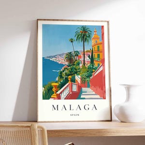 Malaga Poster, Spanien Druck, Malaga Wandkunst, Malaga Stadt Karte Dekor, minimalistisches Malaga Poster, Spanische Skyline Druck, Malaga Reisewandkunst