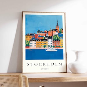 Póster de Estocolmo, impresión de Suecia, arte mural de Estocolmo, mapa de la ciudad escandinava, decoración moderna de Estocolmo, impresión de viaje minimalista
