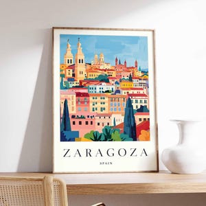 Zaragoza Poster, Spain Travel Print, Spanish City Wall Art, Basilica Decor, Zaragoza Travel Art, European Cityscape Prints, Spain Poster