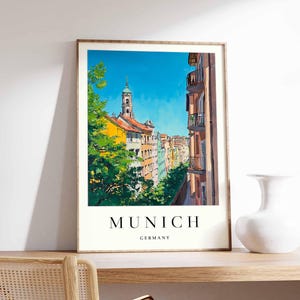 Munich Poster, Germany Travel Print, Marienplatz Print, Bavarian City Wall Decor, Cityscape View,  European Travel Gift, Munich Travel Art