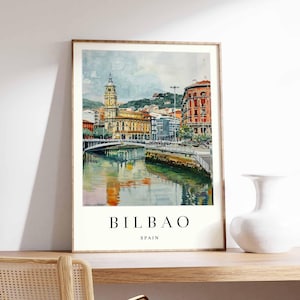Bilbao Poster, Spain Print, Bilbao Wall Art, Guggenheim Museum Poster, Basque Country Print, Bilbao Skyline Art, Travel Poster
