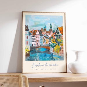 Straßburg Poster, Frankreich Reisedruck, Altstadt Kunstdruck, Frankreich Elsass Dekor, Europäische Architektur Wandkunst, Frankreich Reisegeschenk