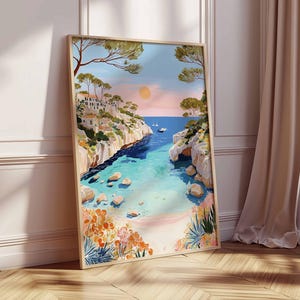 Mallorca Poster, Spain Travel Print, Palma de Mallorca Art, Balearic Islands Decor, Mediterranean Coastal Art, Island Vacation Gift