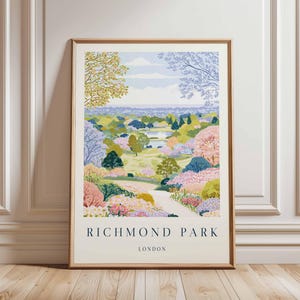 Richmond Park Poster, London Travel Poster, Richmond Wall Art, Deer Park Print, UK Nature Poster, British Landscape Art, London Park Decor