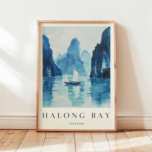 Halong Bay Poster, Vietnam Travel Print, Southeast Asia Wall Art, UNESCO Site Decor,  Limestone Karst Print, Vietnam Travel Art